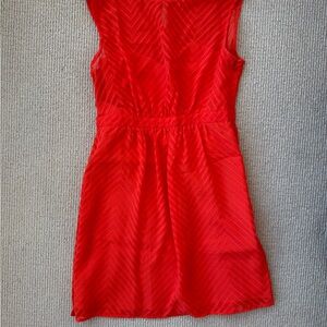 J.Crew Orange Red Chevron Burnout Dress 4 Petite Sleeveless Fit & Flare